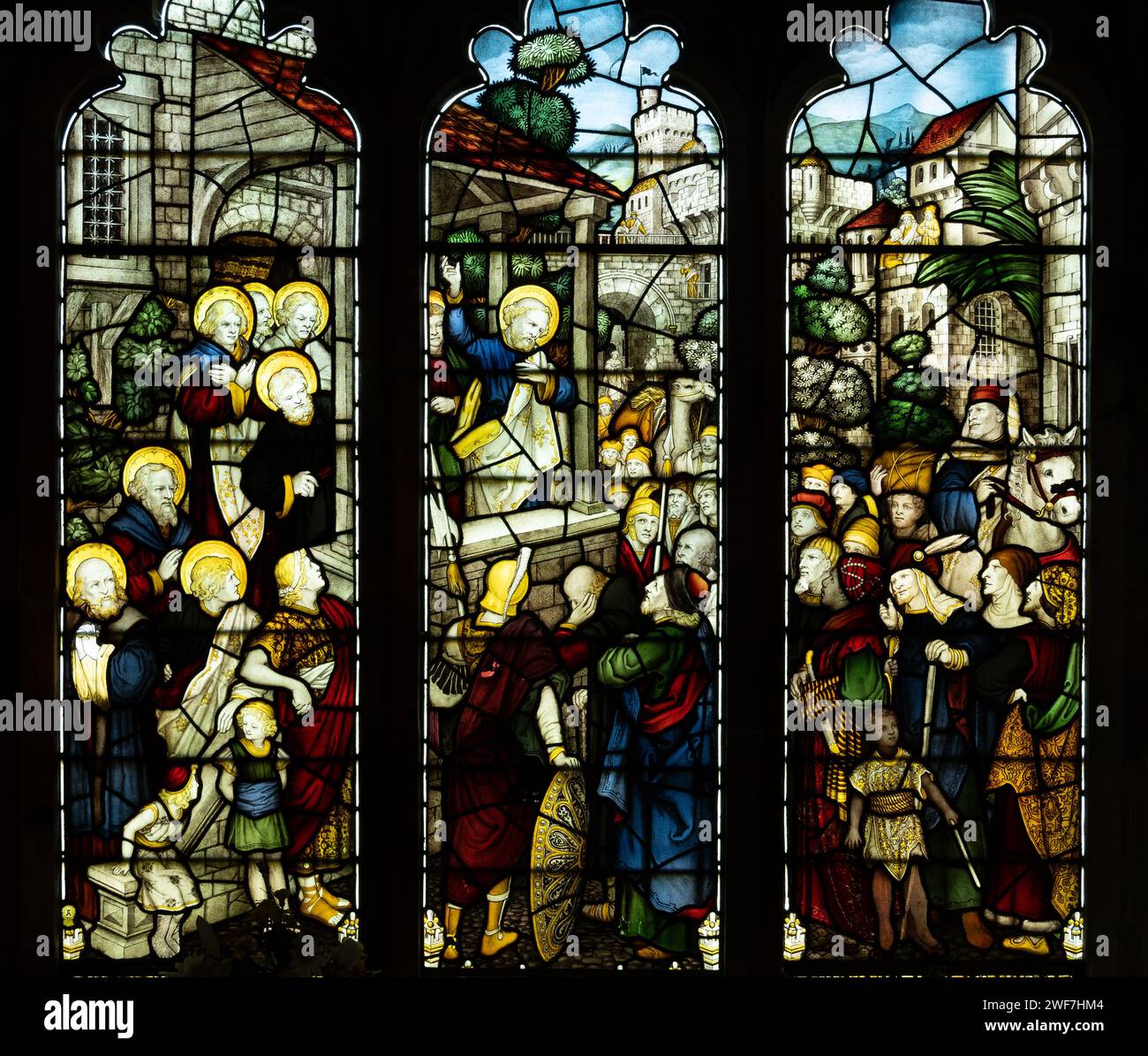 Stained glass in St. Mary`s Church, Barby, Northamptonshire, England